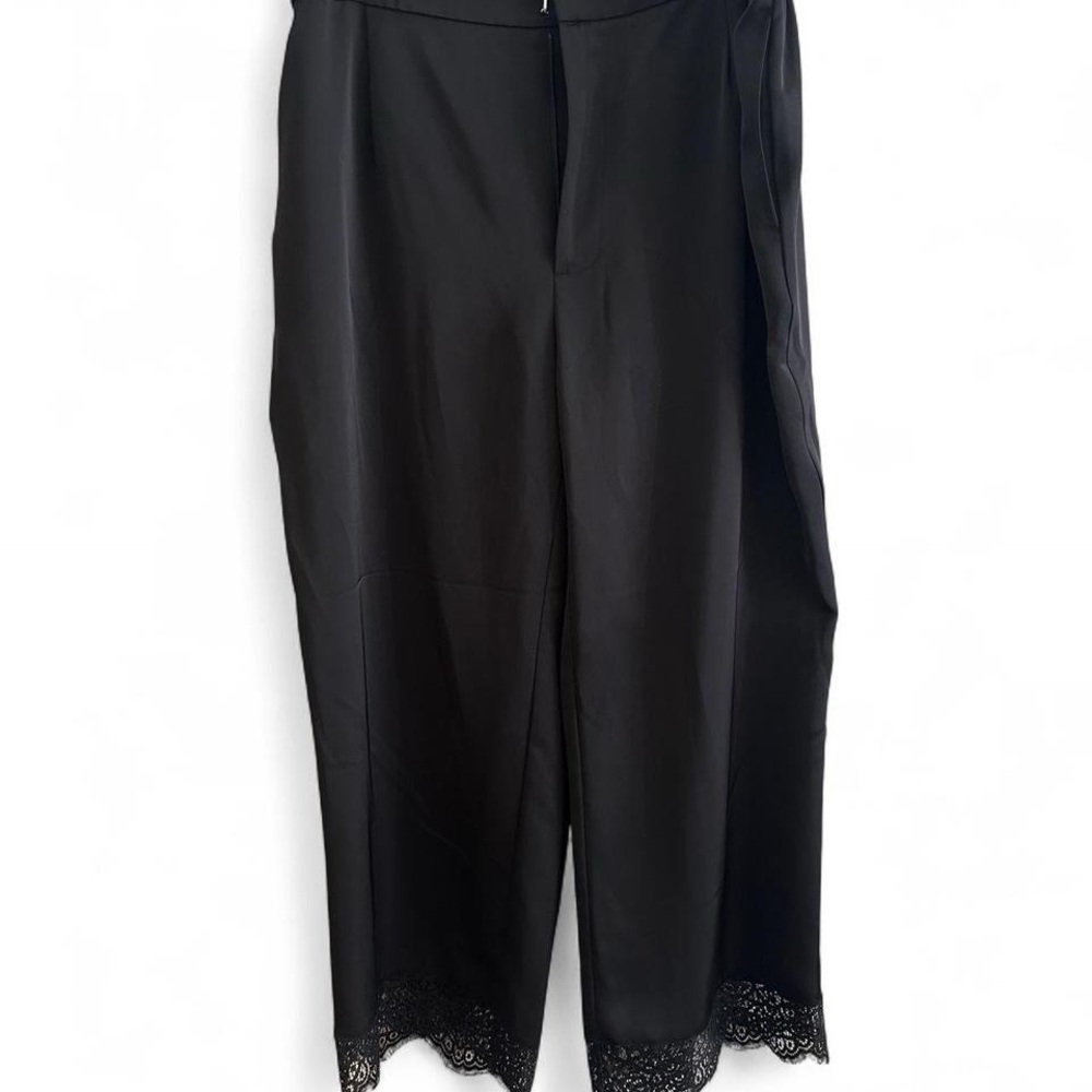 Chic Black Women's Pants with Lace Detail